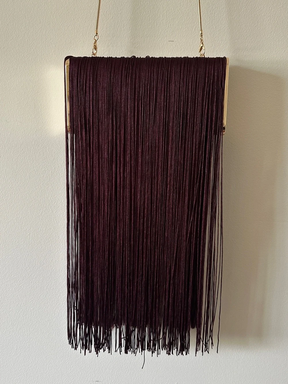 NWOT AKIRA Burgundy Fringe Clutch